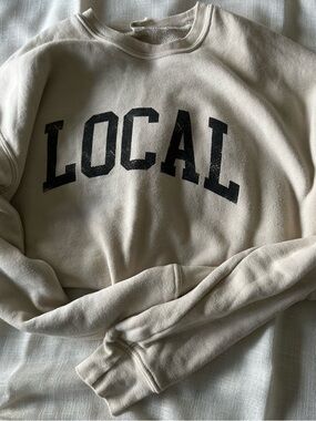 LOCAL Cream Crewneck Sweatshirt with Black Lettering
